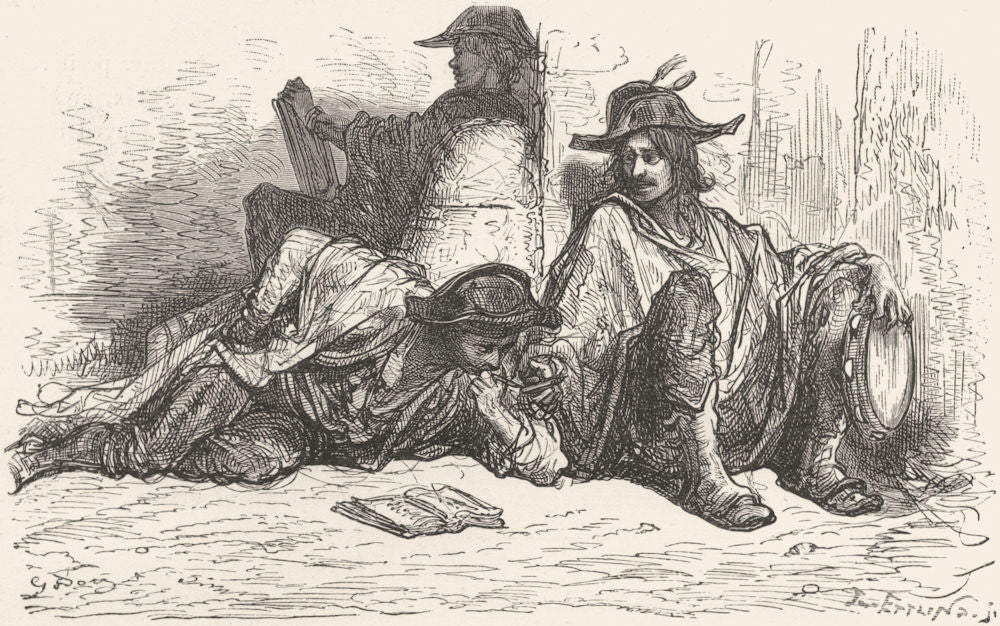 SPAIN. Students de La Tuna 1881 old antique vintage print picture